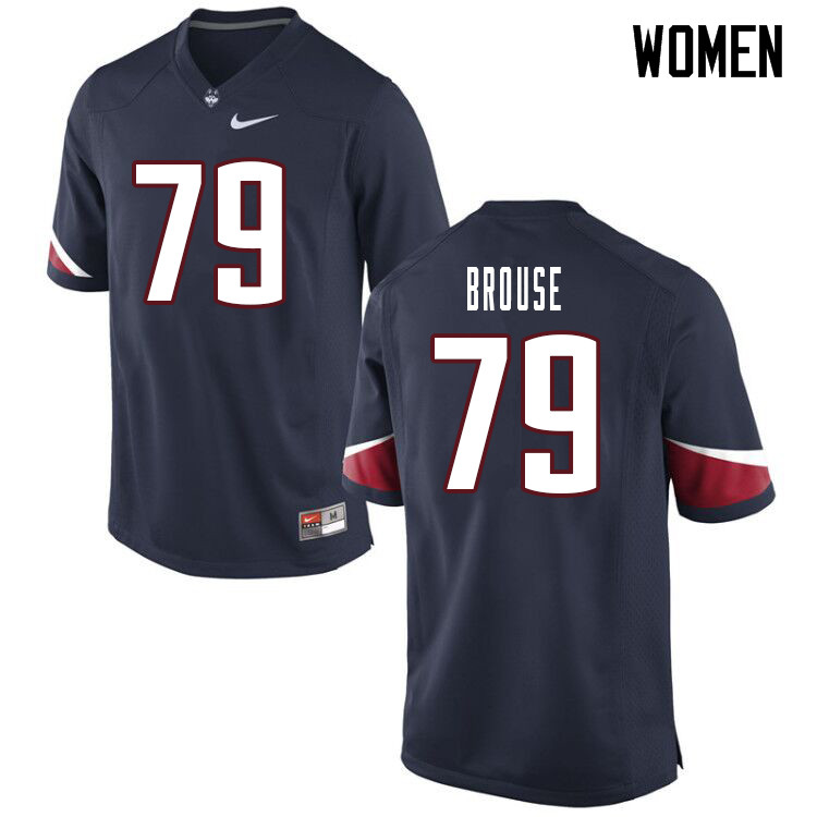 Women #79 Noel Brouse Uconn Huskies College Football Jerseys Sale-Navy